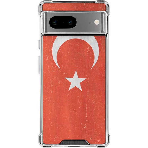 Turkish Flag Distressed Google Pixel 7a Clear Case